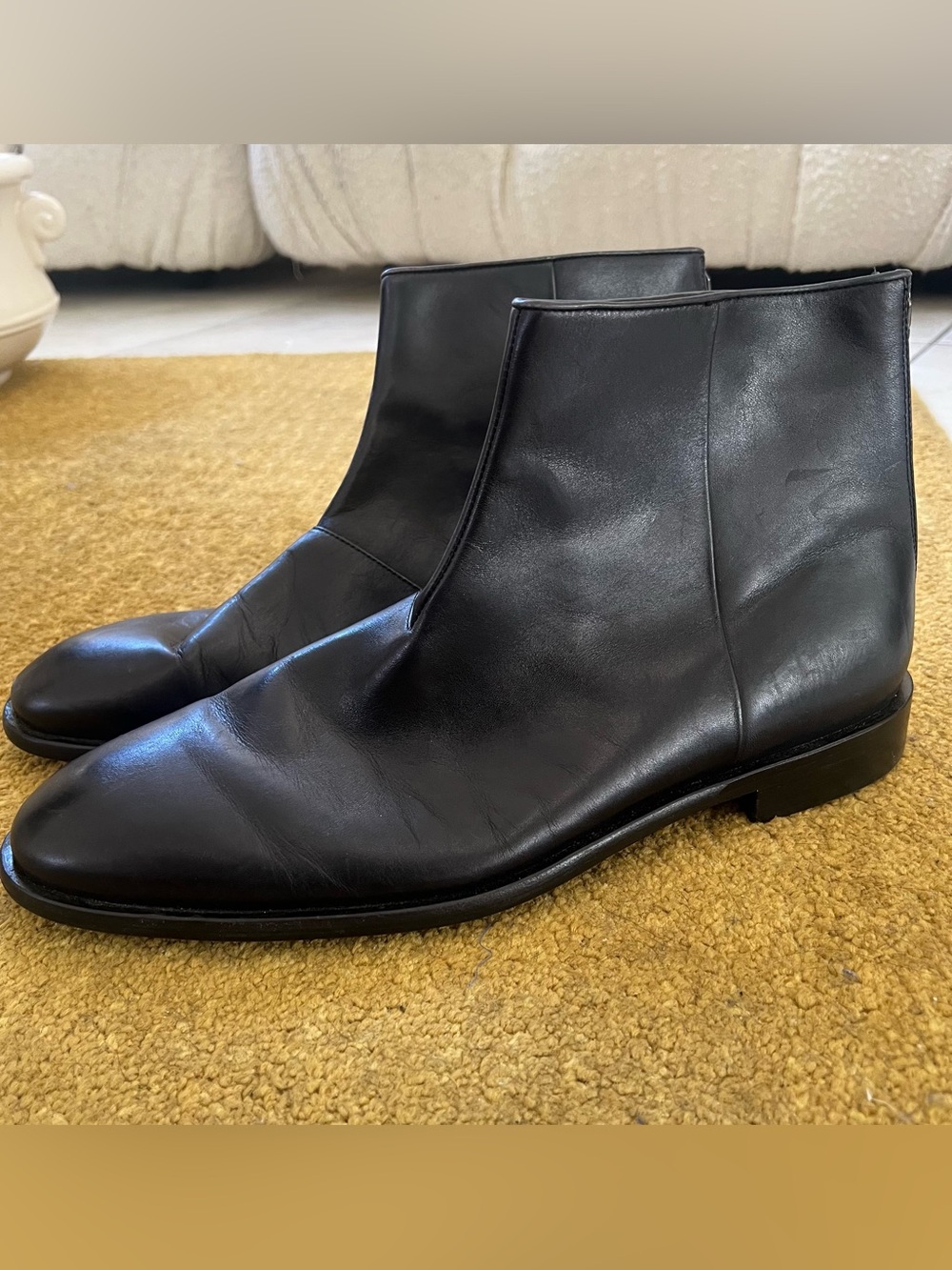 Men's-John Varvatos Black Leather Ankle Boots